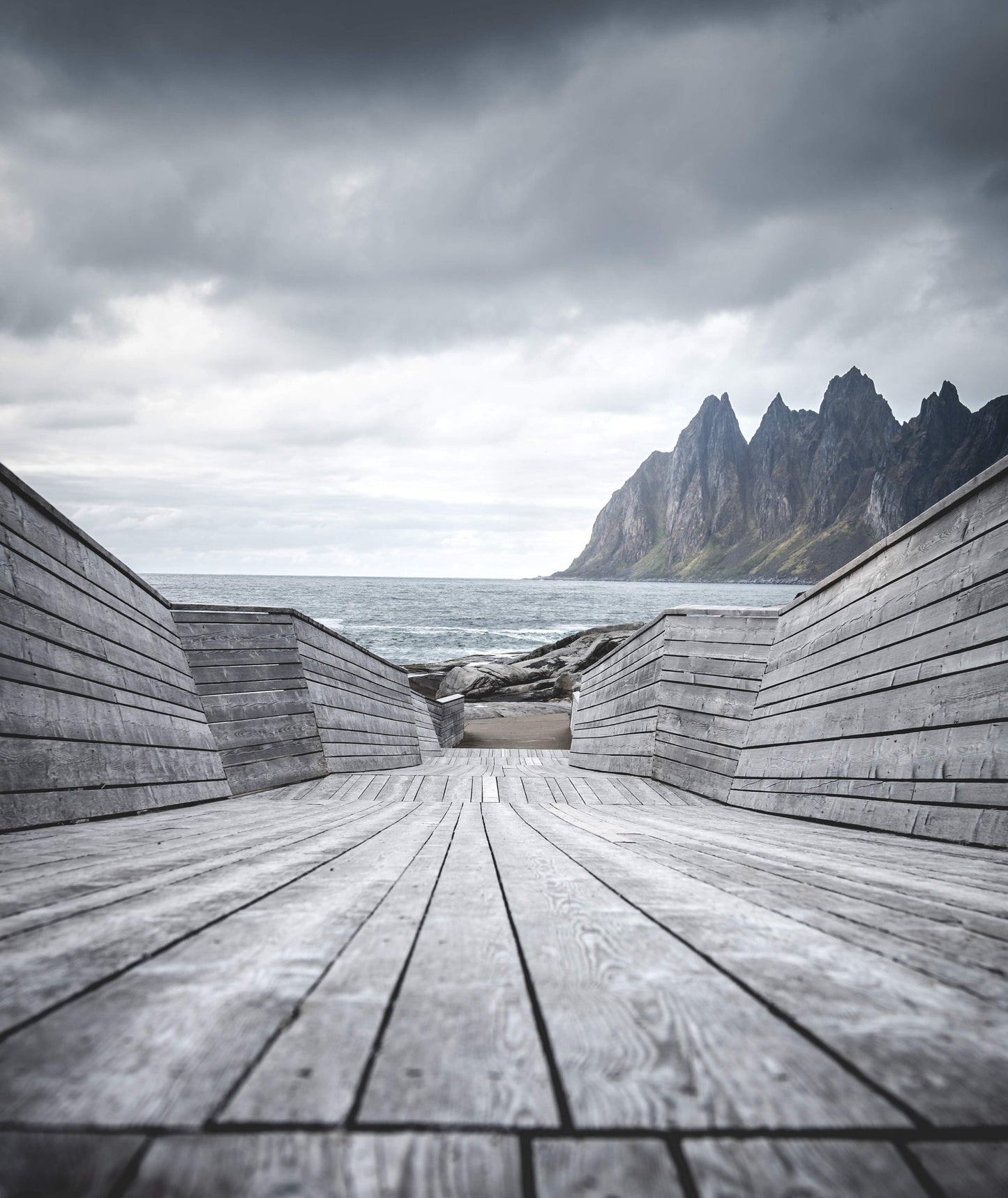 Photographic Print - Tungeneset on Senja between Stein Fjord and Ers Fjord with a view of the Oksen Mountains - Norway